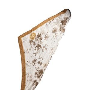 Vintage Triangle Golden Floral Women’s Silk Blend Scarf Wrap Cover Up